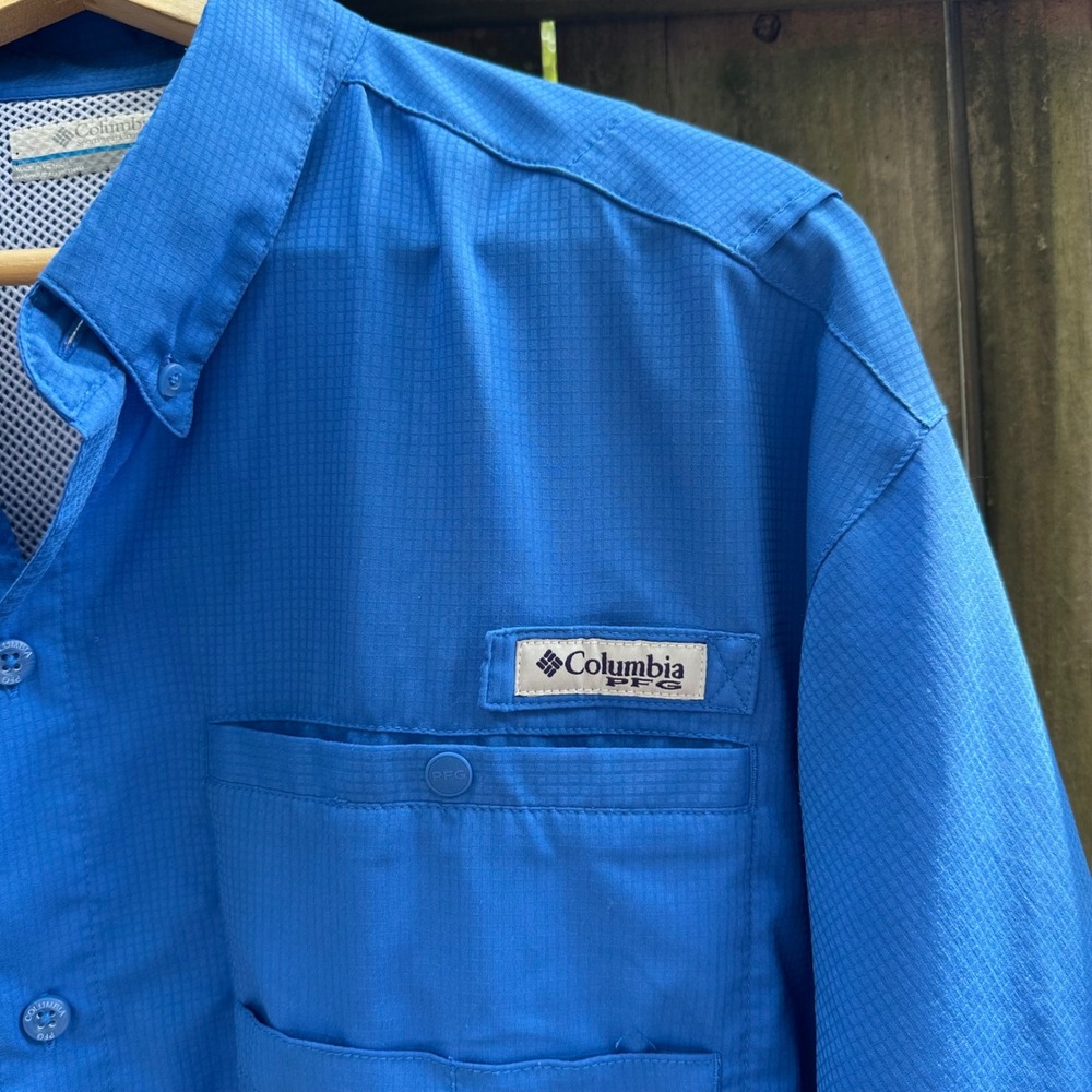 Columbia PFG‎ Tamiami II Blue Short Sleeve Fishing Shirt Sz XL Ripstop Gorpcore - Picture 4 of 10
